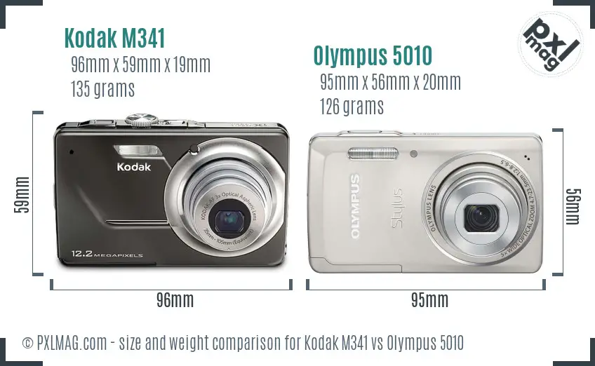 Kodak M341 vs Olympus 5010 size comparison