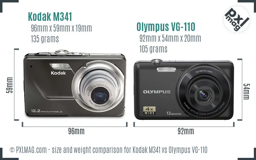 Kodak M341 vs Olympus VG-110 size comparison