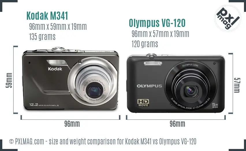 Kodak M341 vs Olympus VG-120 size comparison