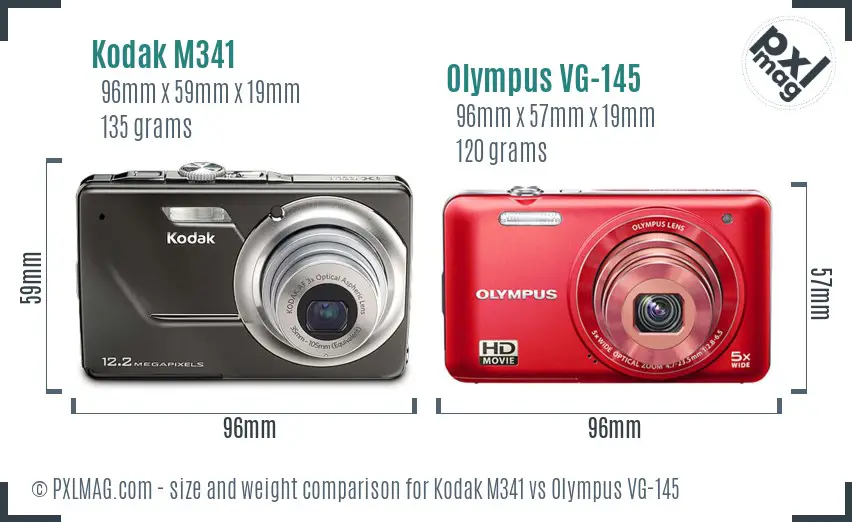 Kodak M341 vs Olympus VG-145 size comparison