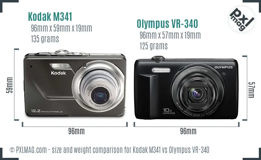 Kodak M341 vs Olympus VR-340 size comparison