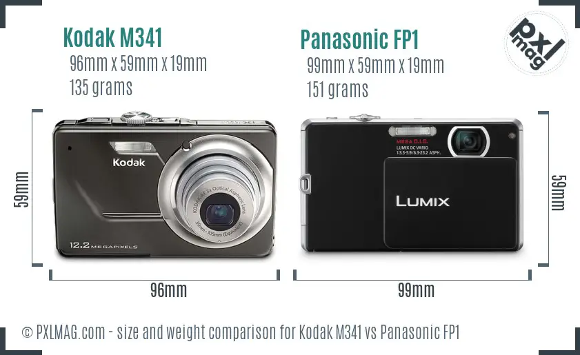 Kodak M341 vs Panasonic FP1 size comparison