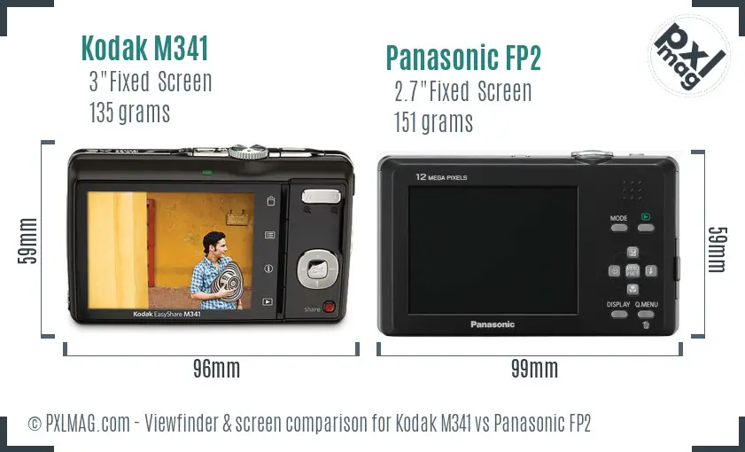 Kodak M341 vs Panasonic FP2 Screen and Viewfinder comparison Kodak M341 vs Panasonic FP2 Screen and Viewfinder comparison