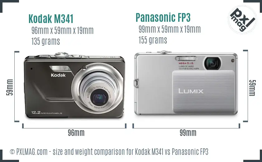 Kodak M341 vs Panasonic FP3 size comparison