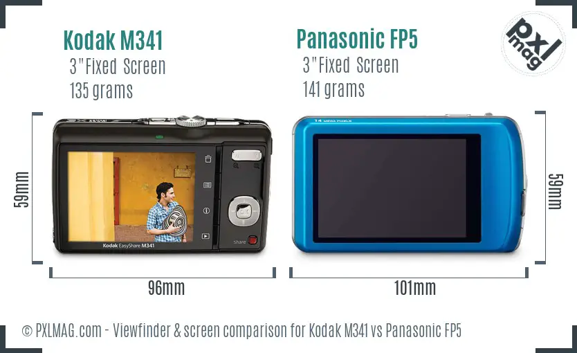 Kodak M341 vs Panasonic FP5 Screen and Viewfinder comparison