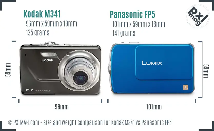 Kodak M341 vs Panasonic FP5 size comparison