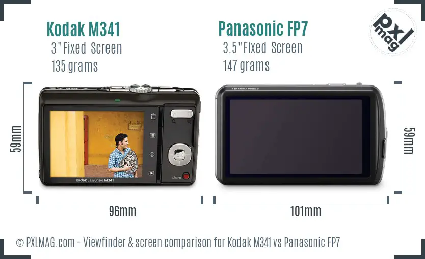 Kodak M341 vs Panasonic FP7 Screen and Viewfinder comparison