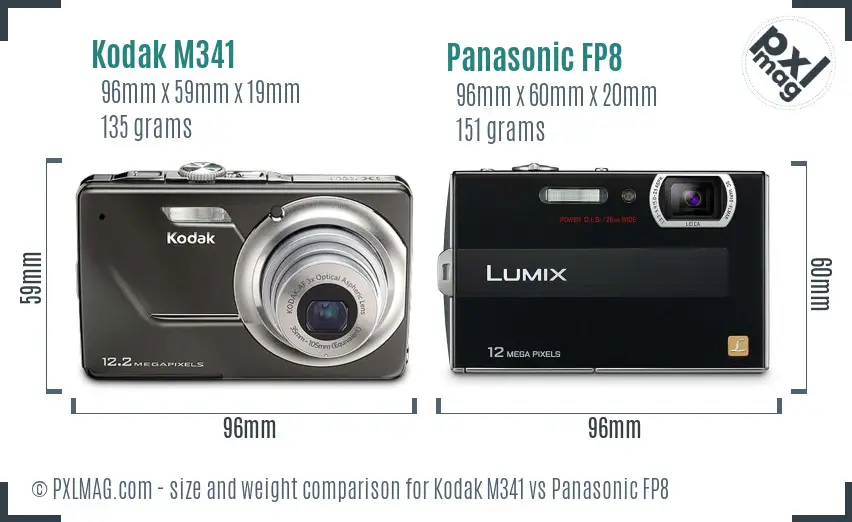 Kodak M341 vs Panasonic FP8 size comparison