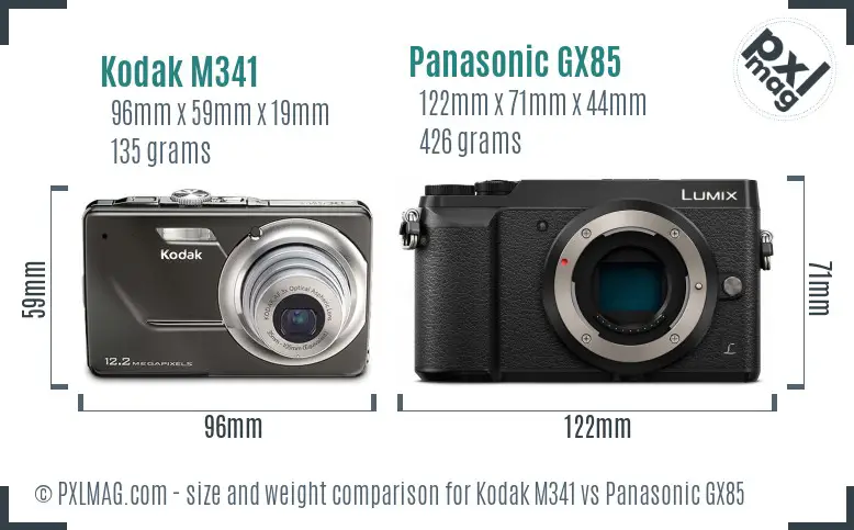 Kodak M341 vs Panasonic GX85 size comparison