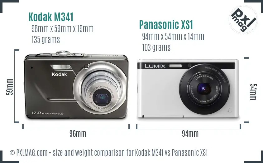 Kodak M341 vs Panasonic XS1 size comparison