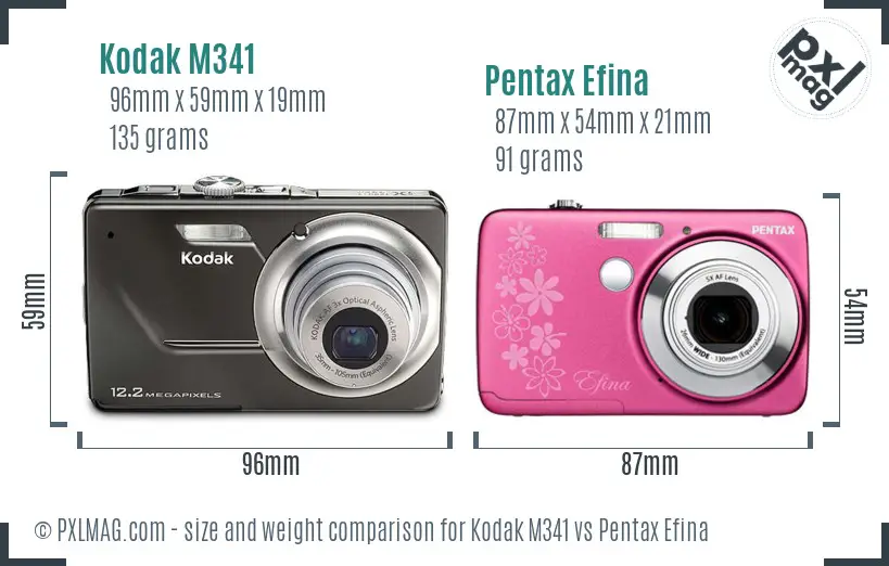 Kodak M341 vs Pentax Efina size comparison Kodak M341 vs Pentax Efina size comparison