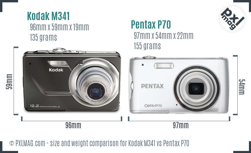 Kodak M341 vs Pentax P70 size comparison Kodak M341 vs Pentax P70 size comparison
