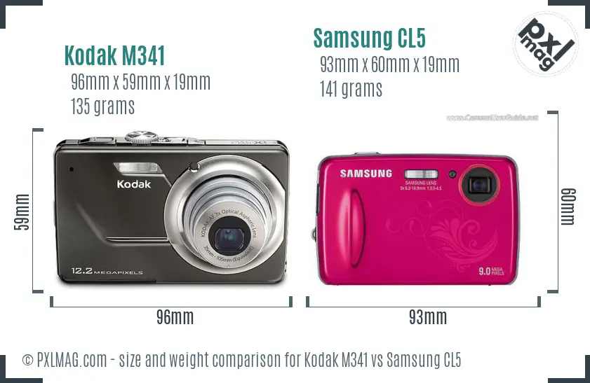 Kodak M341 vs Samsung CL5 size comparison Kodak M341 vs Samsung CL5 size comparison