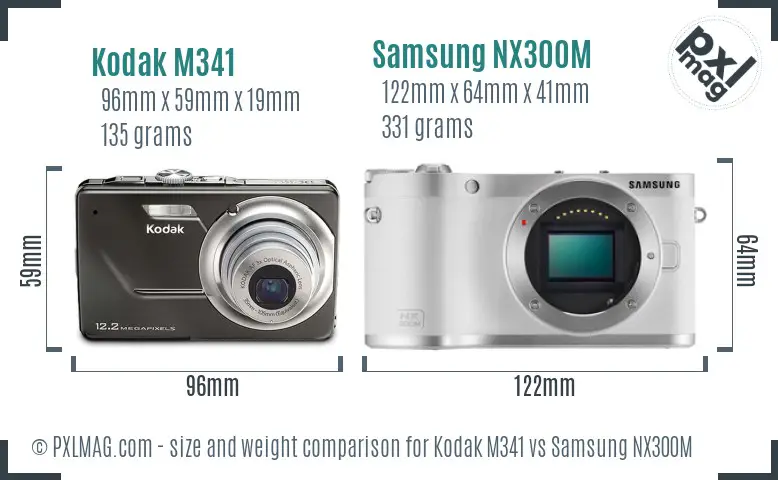 Kodak M341 vs Samsung NX300M size comparison