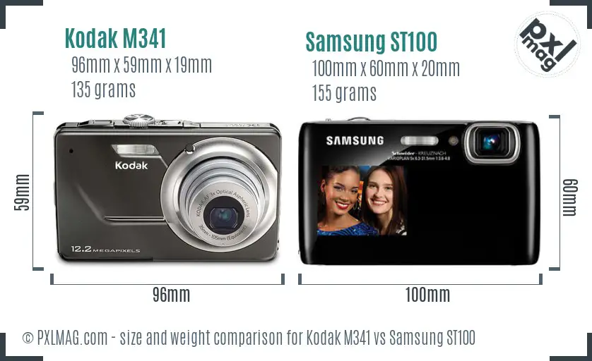 Kodak M341 vs Samsung ST100 size comparison