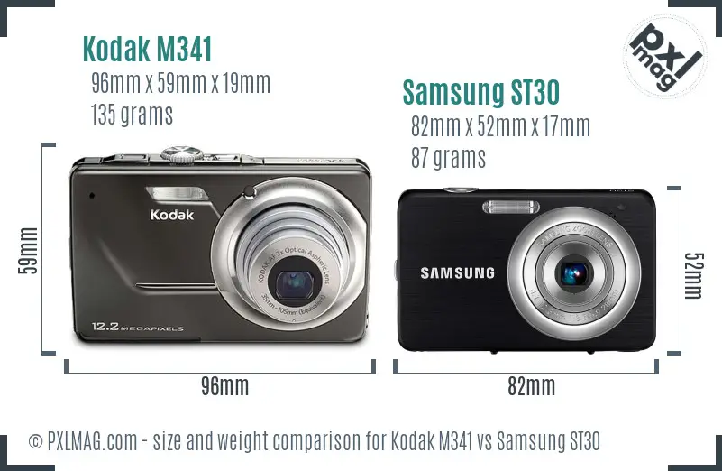Kodak M341 vs Samsung ST30 size comparison Kodak M341 vs Samsung ST30 size comparison