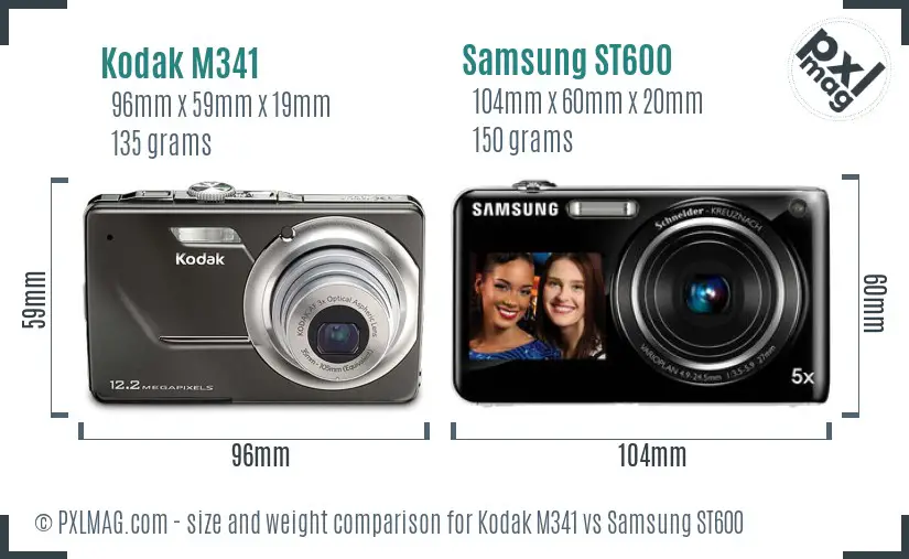 Kodak M341 vs Samsung ST600 size comparison