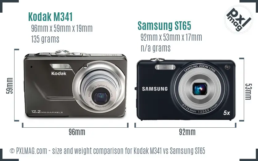 Kodak M341 vs Samsung ST65 size comparison