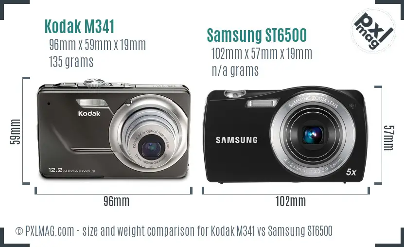 Kodak M341 vs Samsung ST6500 size comparison Kodak M341 vs Samsung ST6500 size comparison