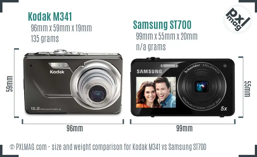 Kodak M341 vs Samsung ST700 size comparison
