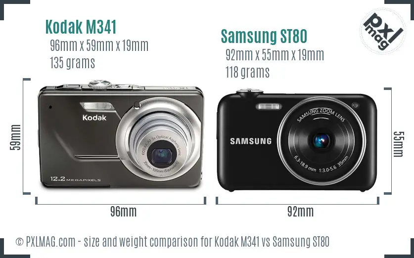 Kodak M341 vs Samsung ST80 size comparison
