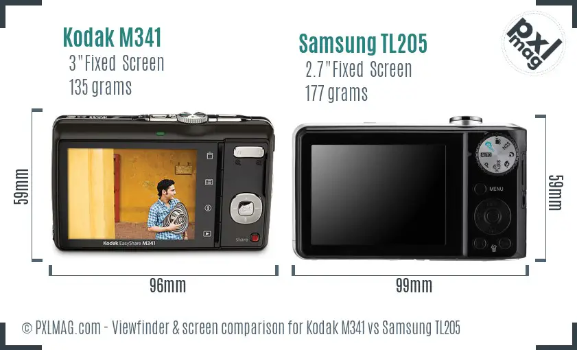 Kodak M341 vs Samsung TL205 Screen and Viewfinder comparison Kodak M341 vs Samsung TL205 Screen and Viewfinder comparison
