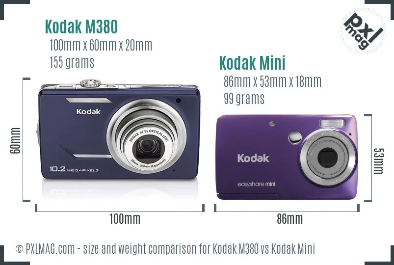Kodak M380 vs Kodak Mini size comparison Kodak M380 vs Kodak Mini size comparison