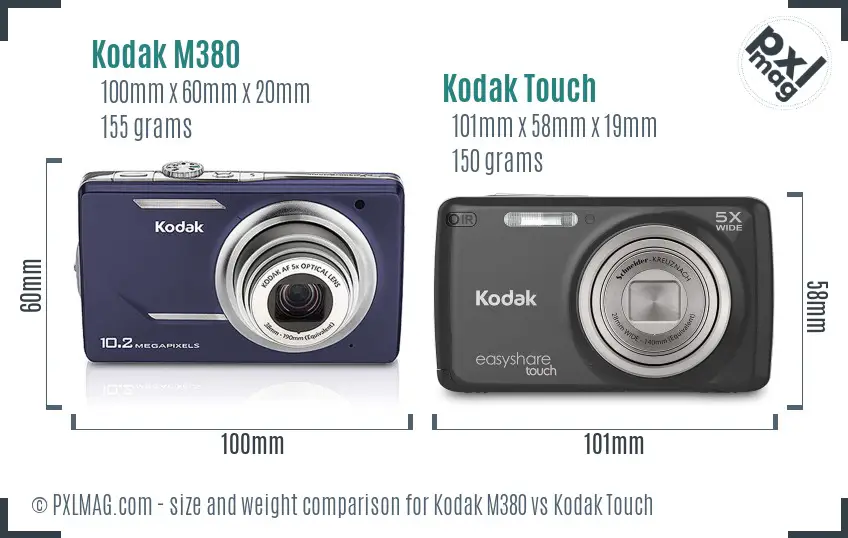 Kodak M380 vs Kodak Touch size comparison Kodak M380 vs Kodak Touch size comparison