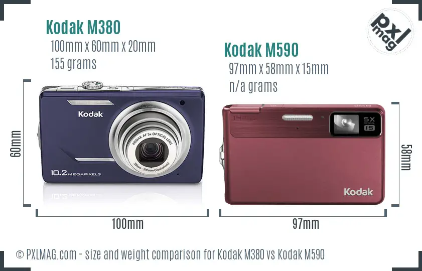 Kodak M380 vs Kodak M590 size comparison