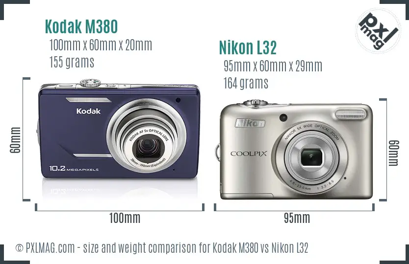 Kodak M380 vs Nikon L32 size comparison