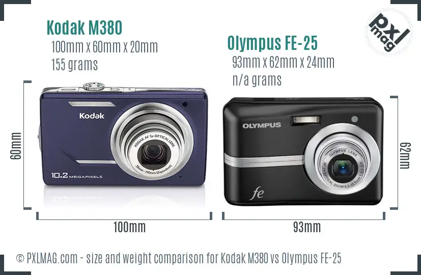 Kodak M380 vs Olympus FE-25 size comparison