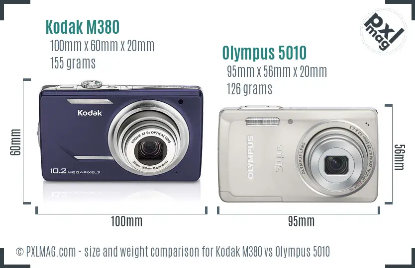 Kodak M380 vs Olympus 5010 size comparison