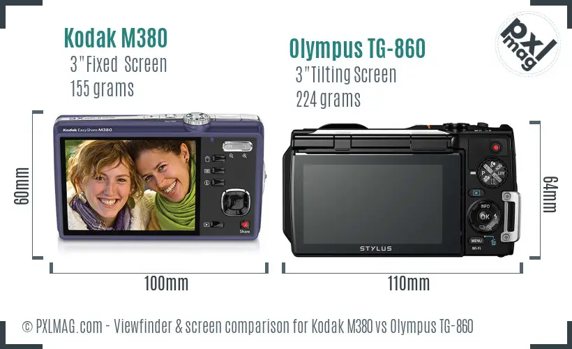 Kodak M380 vs Olympus TG-860 Screen and Viewfinder comparison Kodak M380 vs Olympus TG-860 Screen and Viewfinder comparison