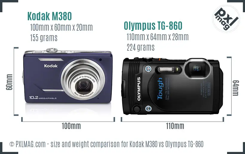 Kodak M380 vs Olympus TG-860 size comparison Kodak M380 vs Olympus TG-860 size comparison