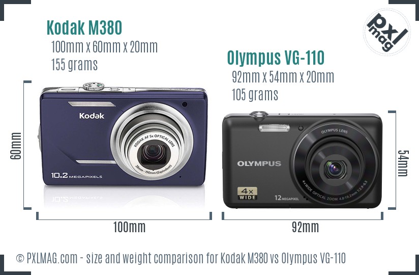 Kodak M380 vs Olympus VG-110 size comparison Kodak M380 vs Olympus VG-110 size comparison