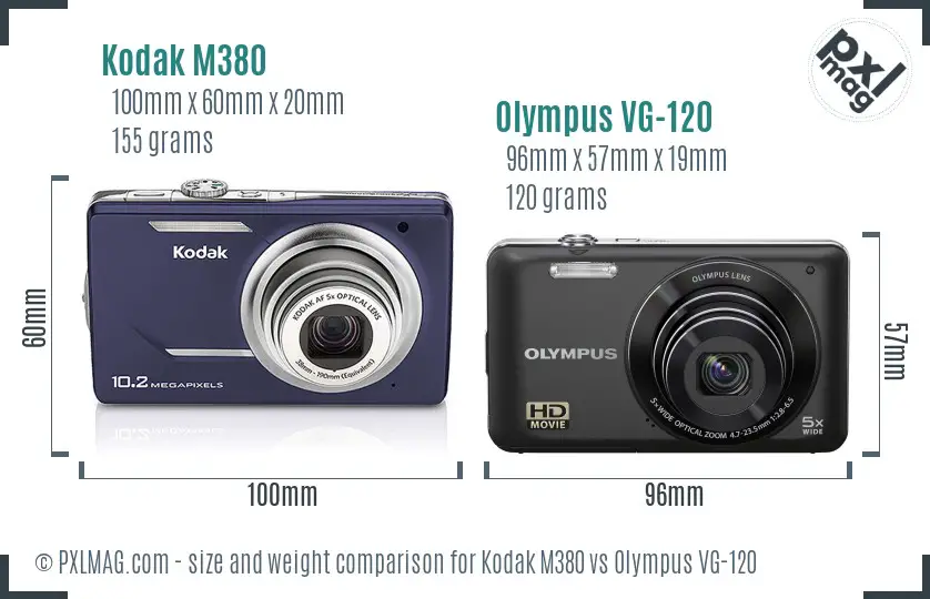 Kodak M380 vs Olympus VG-120 size comparison