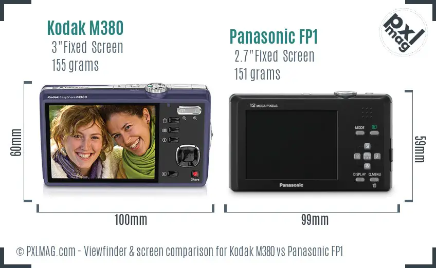 Kodak M380 vs Panasonic FP1 Screen and Viewfinder comparison