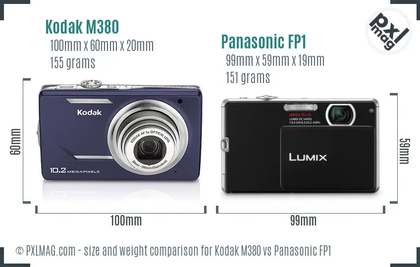 Kodak M380 vs Panasonic FP1 size comparison