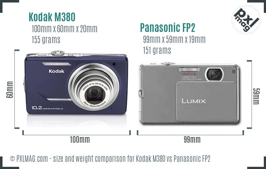 Kodak M380 vs Panasonic FP2 size comparison