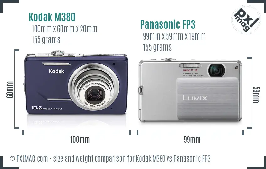 Kodak M380 vs Panasonic FP3 size comparison