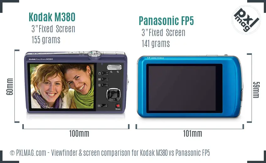 Kodak M380 vs Panasonic FP5 Screen and Viewfinder comparison
