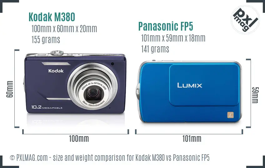 Kodak M380 vs Panasonic FP5 size comparison