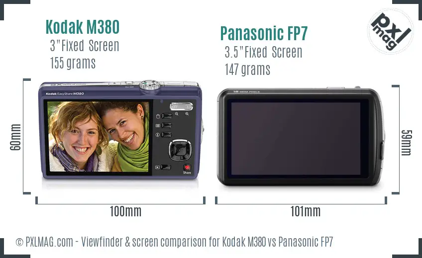 Kodak M380 vs Panasonic FP7 Screen and Viewfinder comparison
