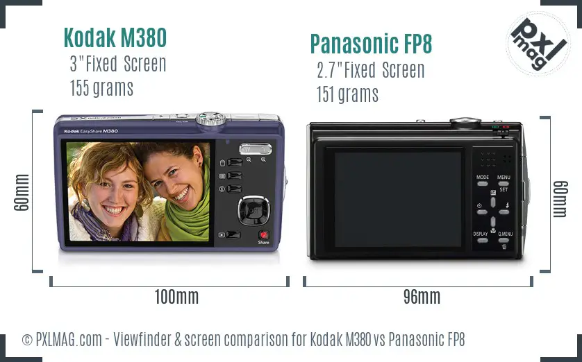 Kodak M380 vs Panasonic FP8 Screen and Viewfinder comparison