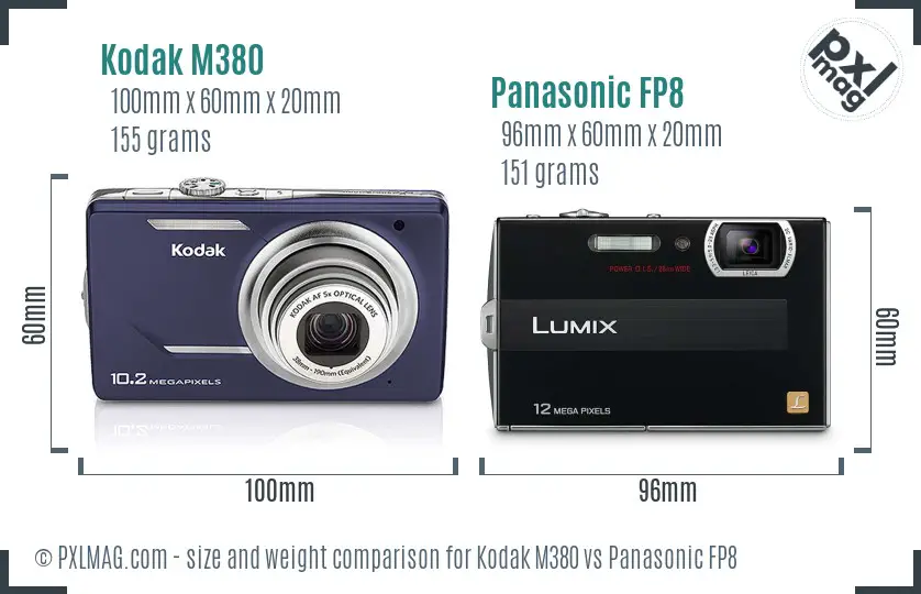 Kodak M380 vs Panasonic FP8 size comparison