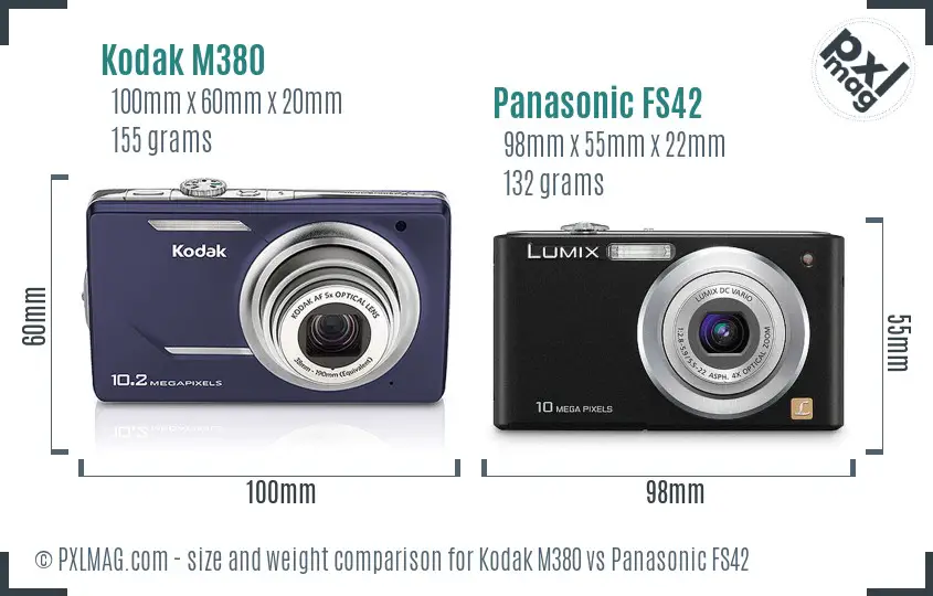 Kodak M380 vs Panasonic FS42 size comparison