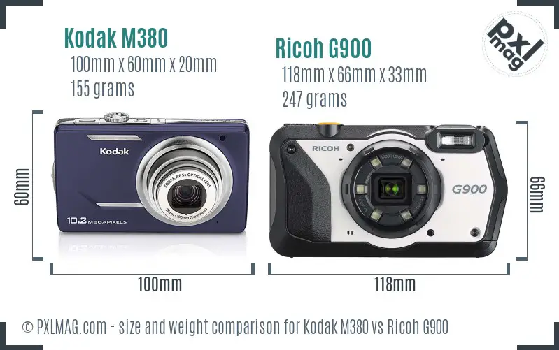 Kodak M380 vs Ricoh G900 size comparison