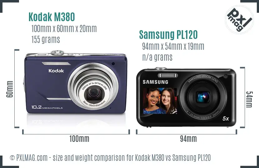 Kodak M380 vs Samsung PL120 size comparison
