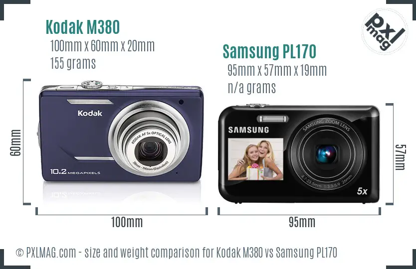 Kodak M380 vs Samsung PL170 size comparison