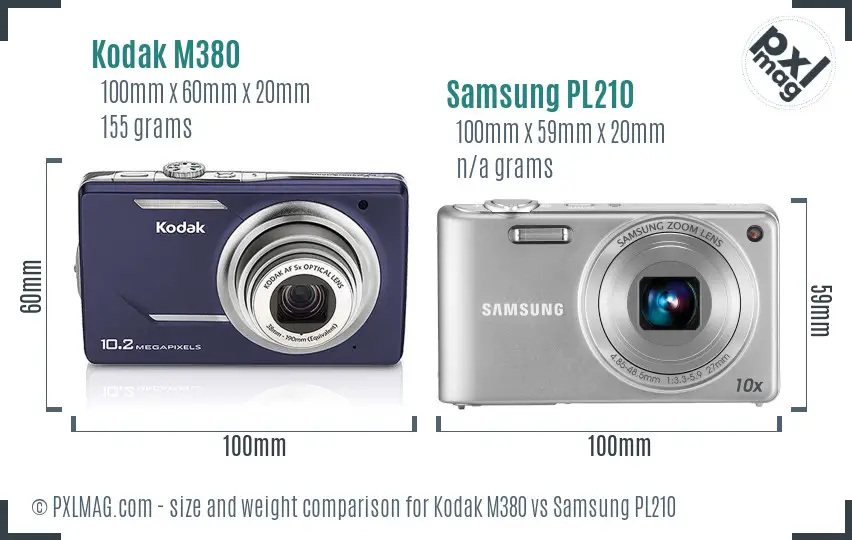 Kodak M380 vs Samsung PL210 size comparison Kodak M380 vs Samsung PL210 size comparison